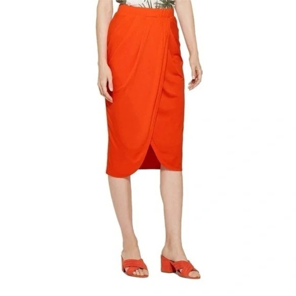 A New Day Modal Stretch Wrap Orange Skirt medium - Picture 1 of 12